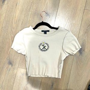 Beige Rib Knit Crop Top